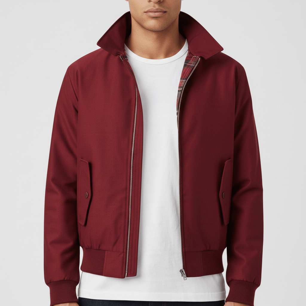 Taillierte Herren Harrington-Jacke "Xavier", schlanker Schnitt für moderne Silhouette, stilvolle Männerbekleidung.