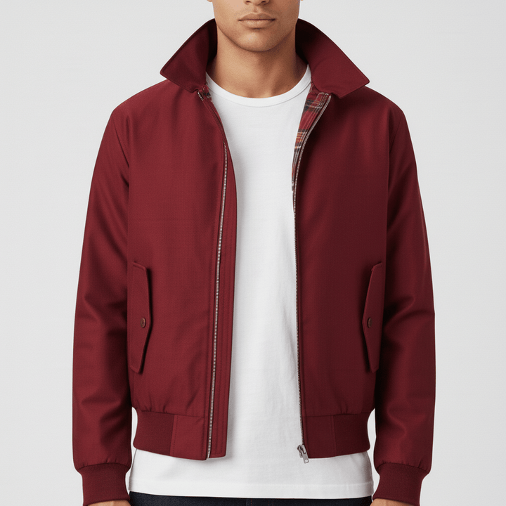Taillierte Herren Harrington-Jacke "Xavier", schlanker Schnitt für moderne Silhouette, stilvolle Männerbekleidung.