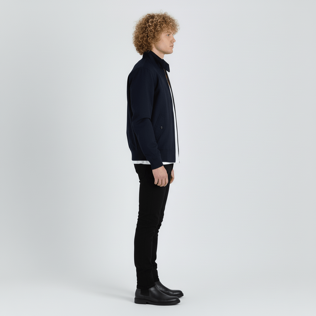 Vorderansicht der eleganten Herren Harrington-Jacke "Xavier", ideal als Freizeit- oder Business Casual Jacke.
