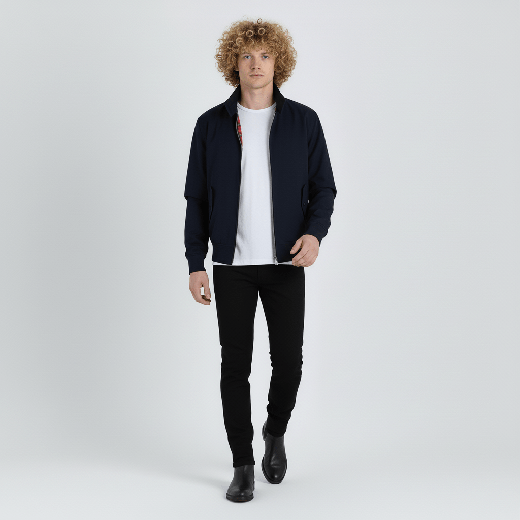 Zeitlose Herren Harrington-Jacke "Xavier" in klassischer Farbe, eleganter, taillierter Schnitt für Übergangsmode.