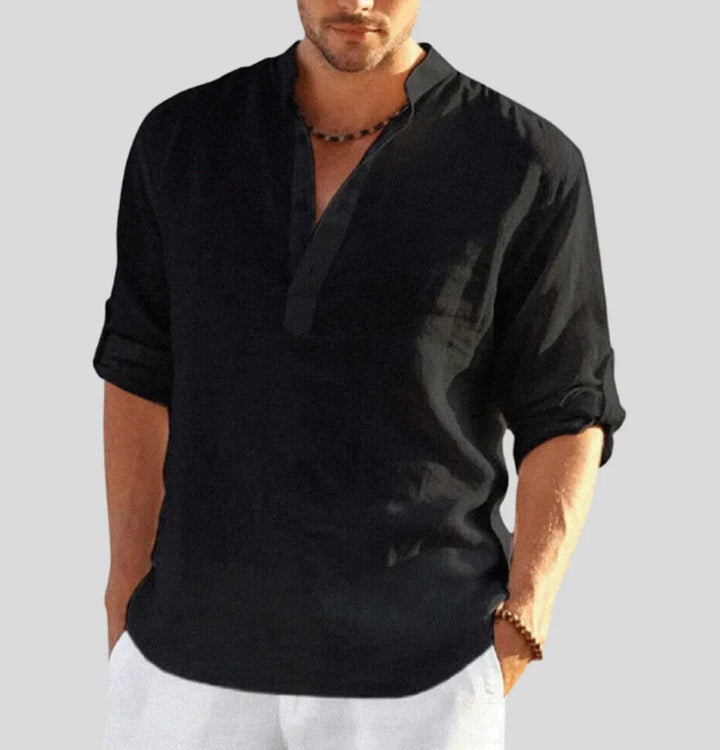 Vielseitiges Herrenhemd mit Kragen, perfekt für Sommer, elegante Freizeit und Business Casual Mode.