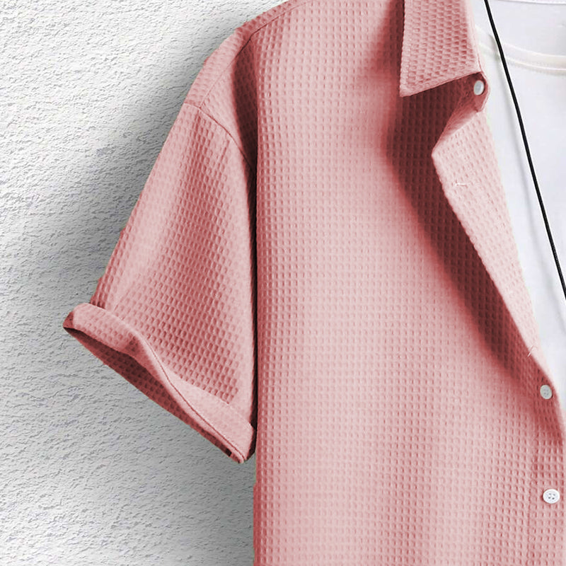 Elegantes Herren Freizeithemd, Waffelstrick, für jeden Anlass. Komfortabel & modern.