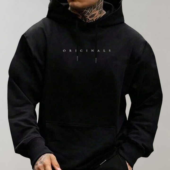 Komfortabler Herren Kapuzenpullover in Dunkelblau. Lässiges Oberteil für Herrenmode, entspannt und modern, perfekt für jeden Tag.
