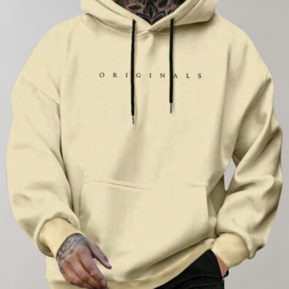 Stilvoller Herren Hoodie in Schwarz, weicher Pullover für entspannte Freizeitkleidung. Moderner Kapuzenpullover mit Komfort.