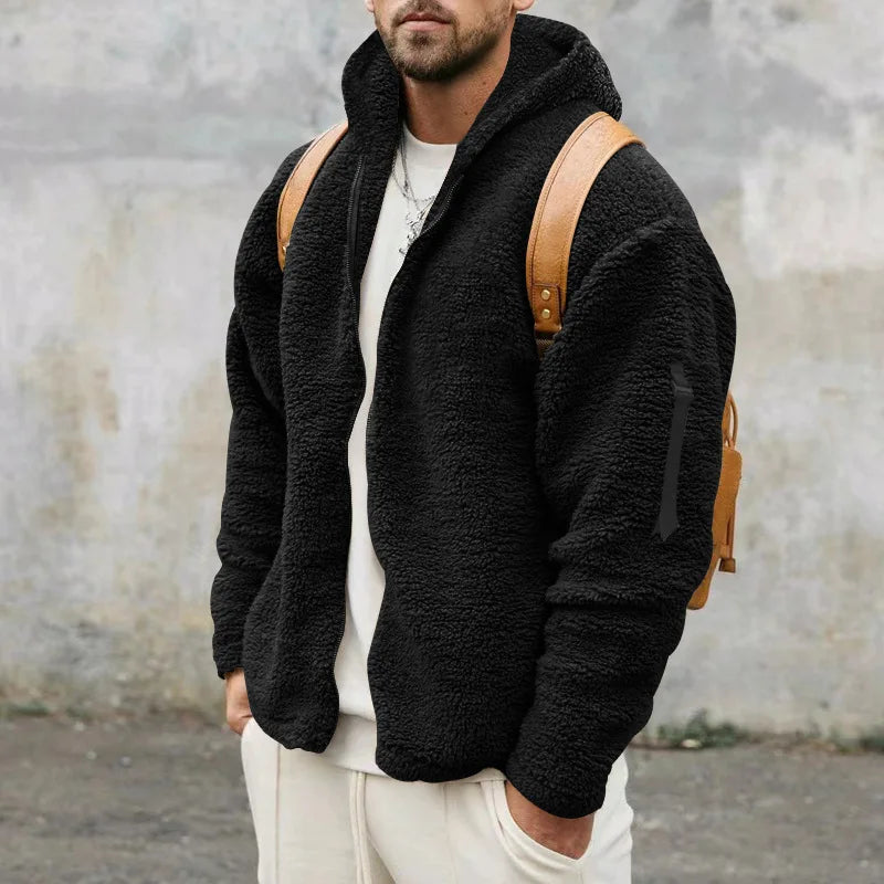 Bequeme Herren Reißverschlussjacke Joshua mit Kapuze, moderne Herrenmode für alle Anlässe.