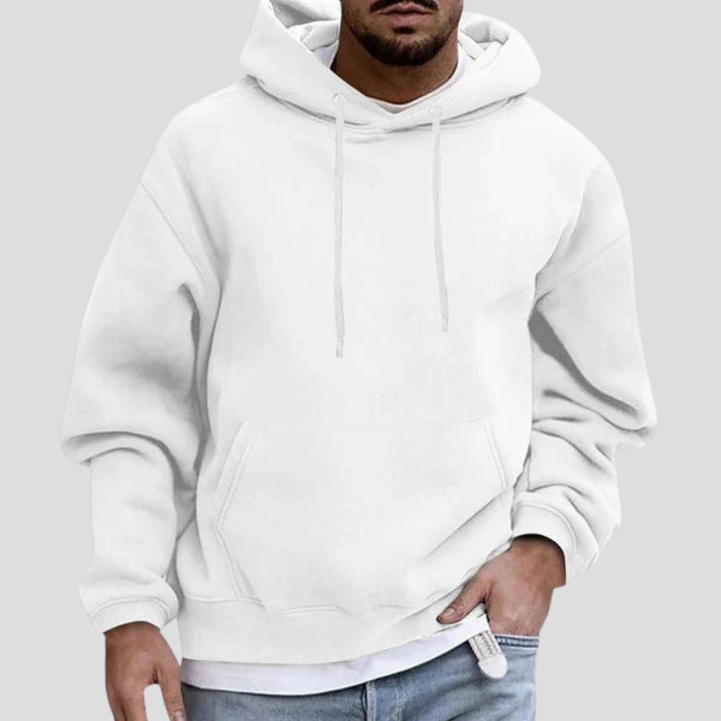 Bequemer Herren Pullover-Hoodie in lockerem Schnitt. Ideal für Sport, Freizeit und ganzjährigen Komfort.