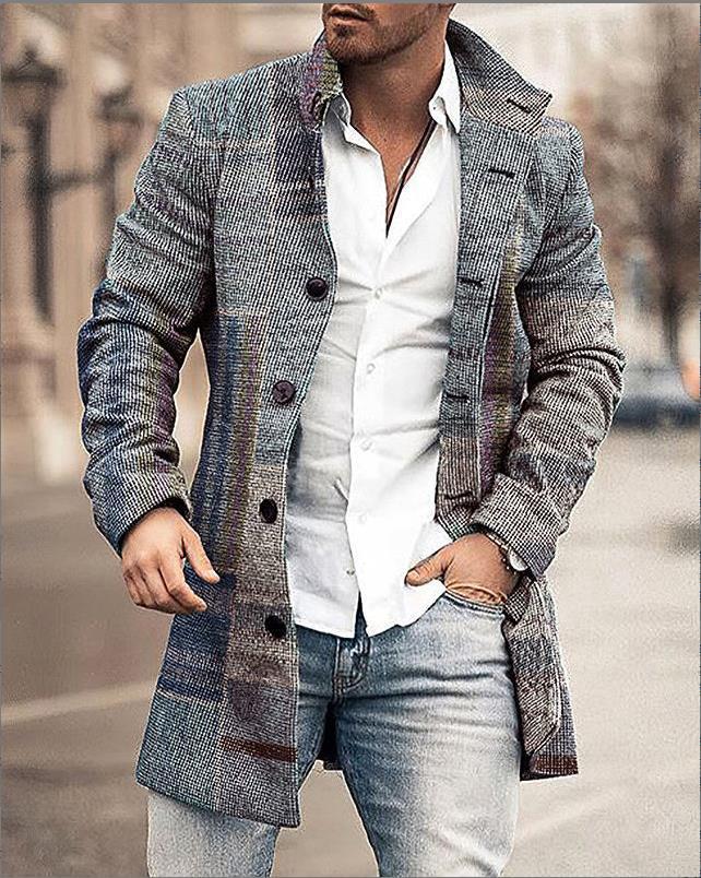 Warme karierte Herbstjacke für Herren, winddicht. Komfortabler Mantel für kühle Tage & Freizeit.