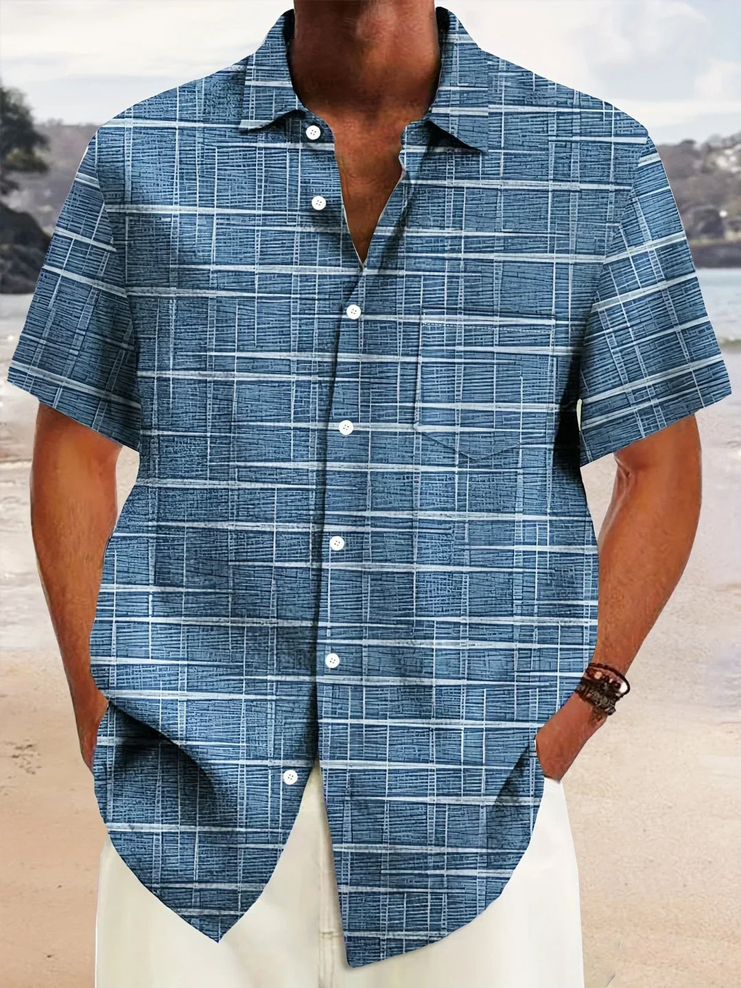 Elegantes Herren Kurzarmhemd kariert. Perfekt für Business, Meetings & Smart Casual Events. Professionelle Mode.