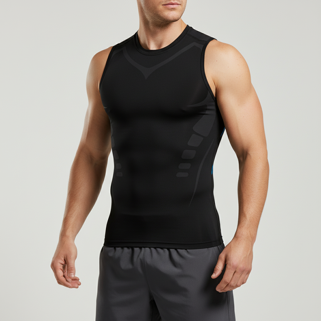Herren Kompressionsshirt CoreSculptX ärmellos für Sport & Fitness, bietet Muskelunterstützung.