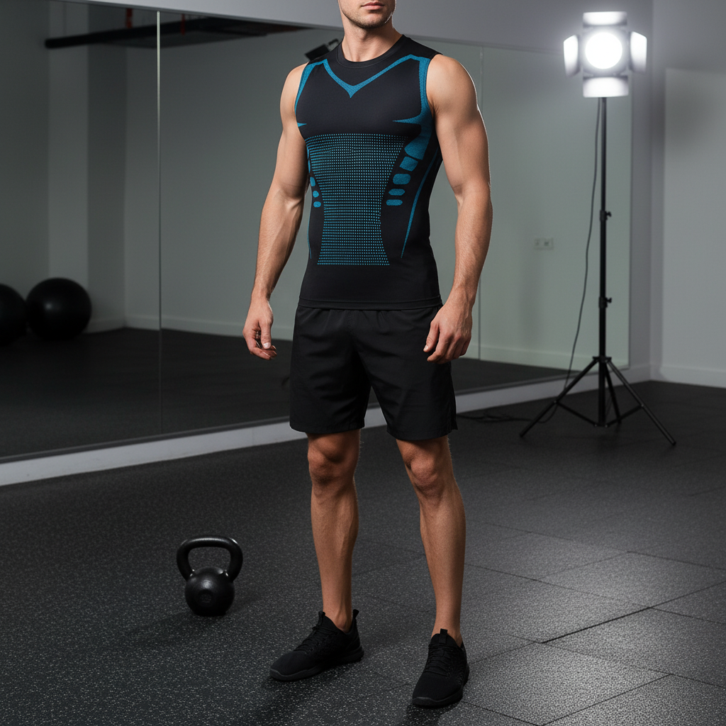 Ärmelloses Kompressionsshirt für Herren, perfekt für intensive Workouts, Fitness & Activewear.