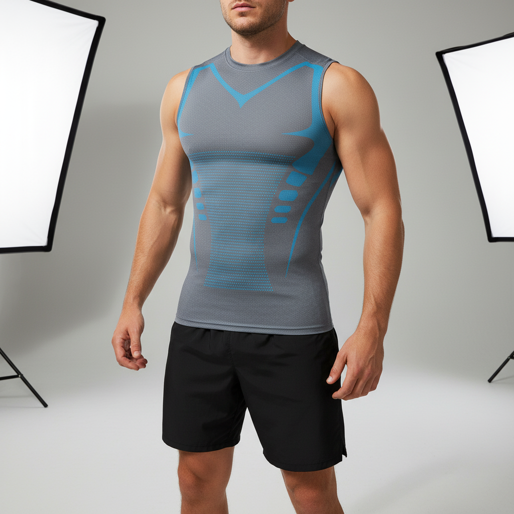 Vielseitiges Herren Kompressionsshirt CoreSculptX ärmellos, ideal für Fitness, Muskelunterstützung & Training.