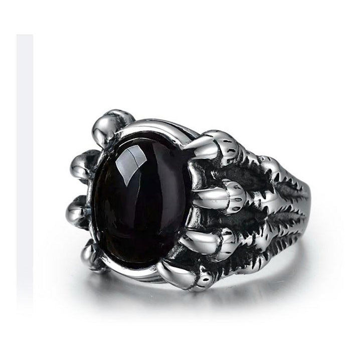 Moderner Herren Kralle Ring aus Edelstahl mit klarem blauen Stein; cooler Statement-Schmuck für Männer.