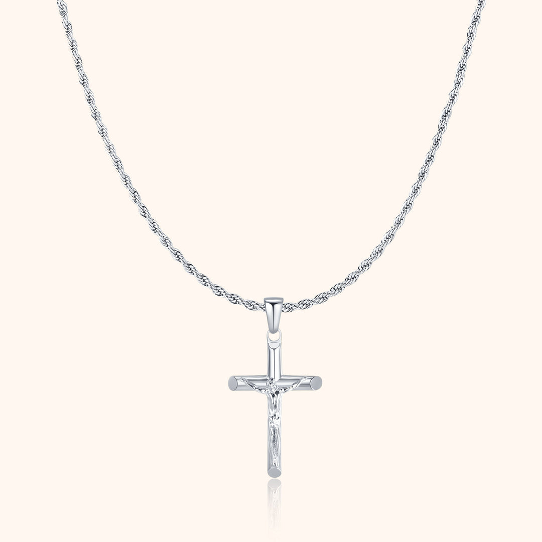 Herren-Kreuzhalskette aus Sterling-Silber. Moderne Glaubenskette für Männer, perfekt für den Alltag.