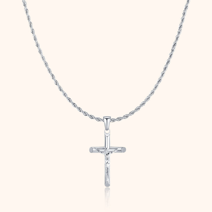 Herren-Kreuzhalskette aus Sterling-Silber. Moderne Glaubenskette für Männer, perfekt für den Alltag.
