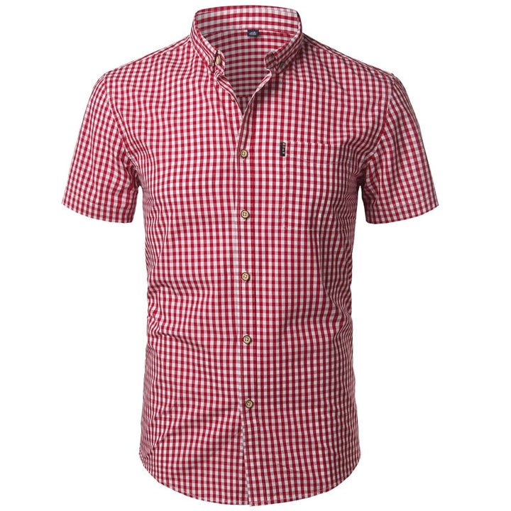 Kariertes Herren Kurzarmhemd für Business Casual, atmungsaktiv und modern für warme Tage. Top Herrenmode.