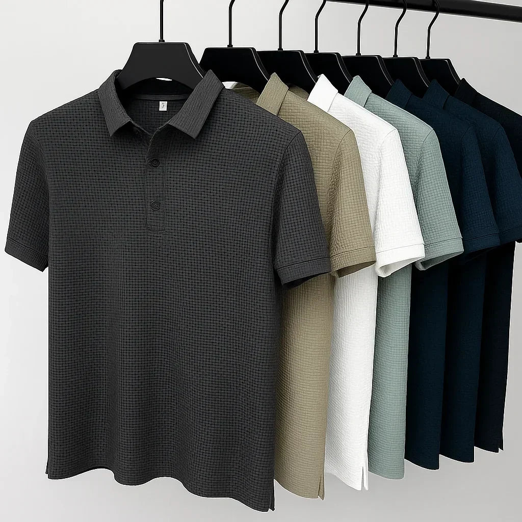 Komfortables Herren Poloshirt mit Kurzarm & Strukturmuster, ideal für eleganten Alltagsstil.