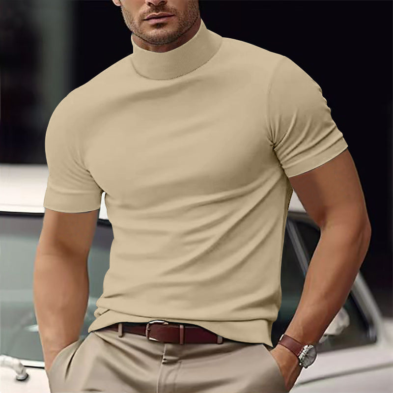 Basic Herren Kurzarm-Rollkragen-Shirt, ideal für vielseitige Outfits von elegant bis casual.