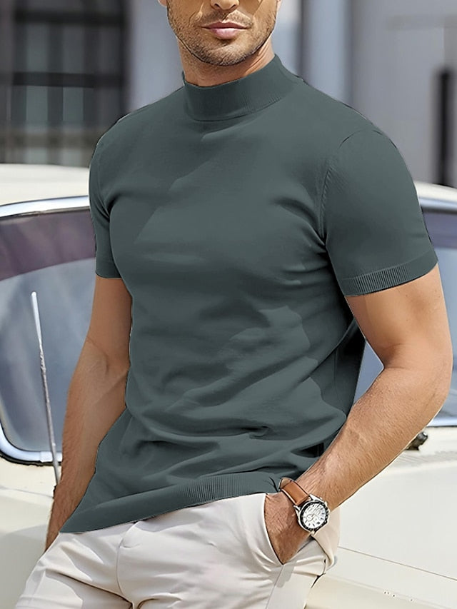 Elegantes Herren Kurzarm-Rollkragen-Shirt Liam. Basic Oberteil für moderne Freizeitlooks.