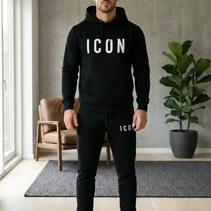 Herren Kuscheliger Hoodie & Jogger Set Callum in Grau, ideal für Komfort & Stil im Herbst.