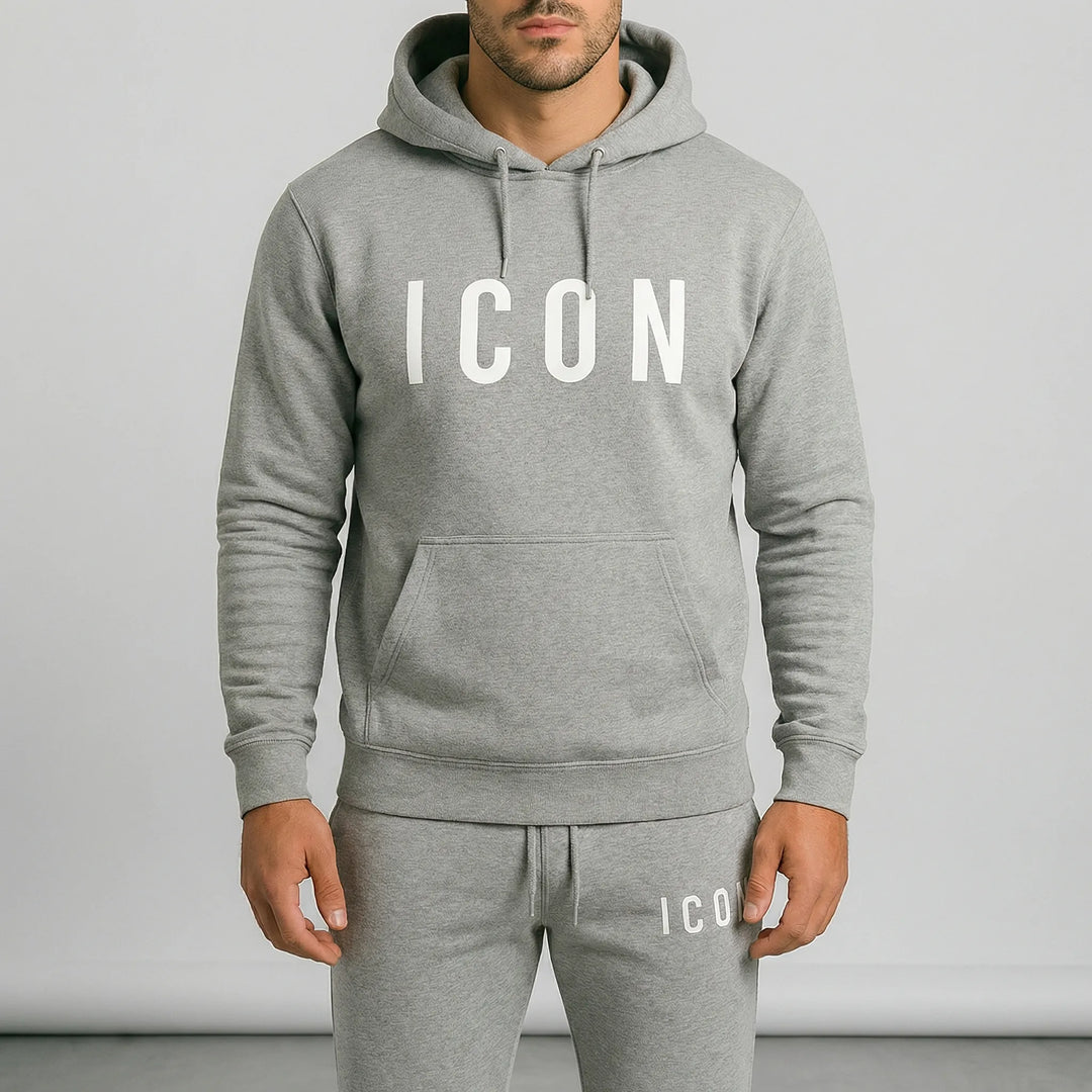 Komfortabler Herren Freizeitanzug Callum in Grau, kuscheliges Hoodie und Jogginghosen Set für Herren.