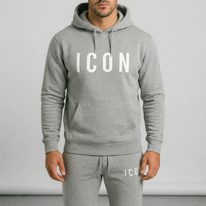 Komfortabler Herren Freizeitanzug Callum in Grau, kuscheliges Hoodie und Jogginghosen Set für Herren.