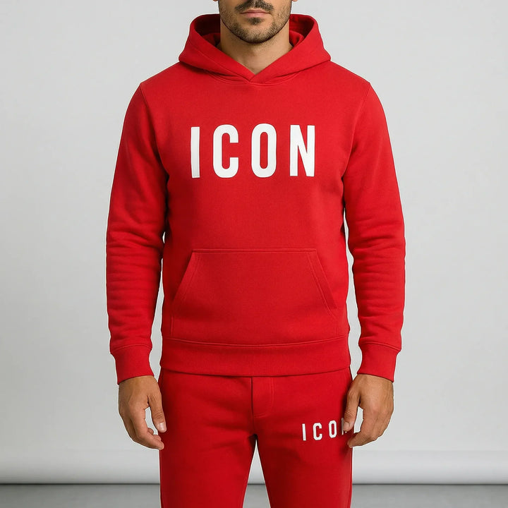 Herren Winterkleidung: Warmes und stilvolles Hoodie & Jogger Set in Grau, perfekt für kalte Tage.