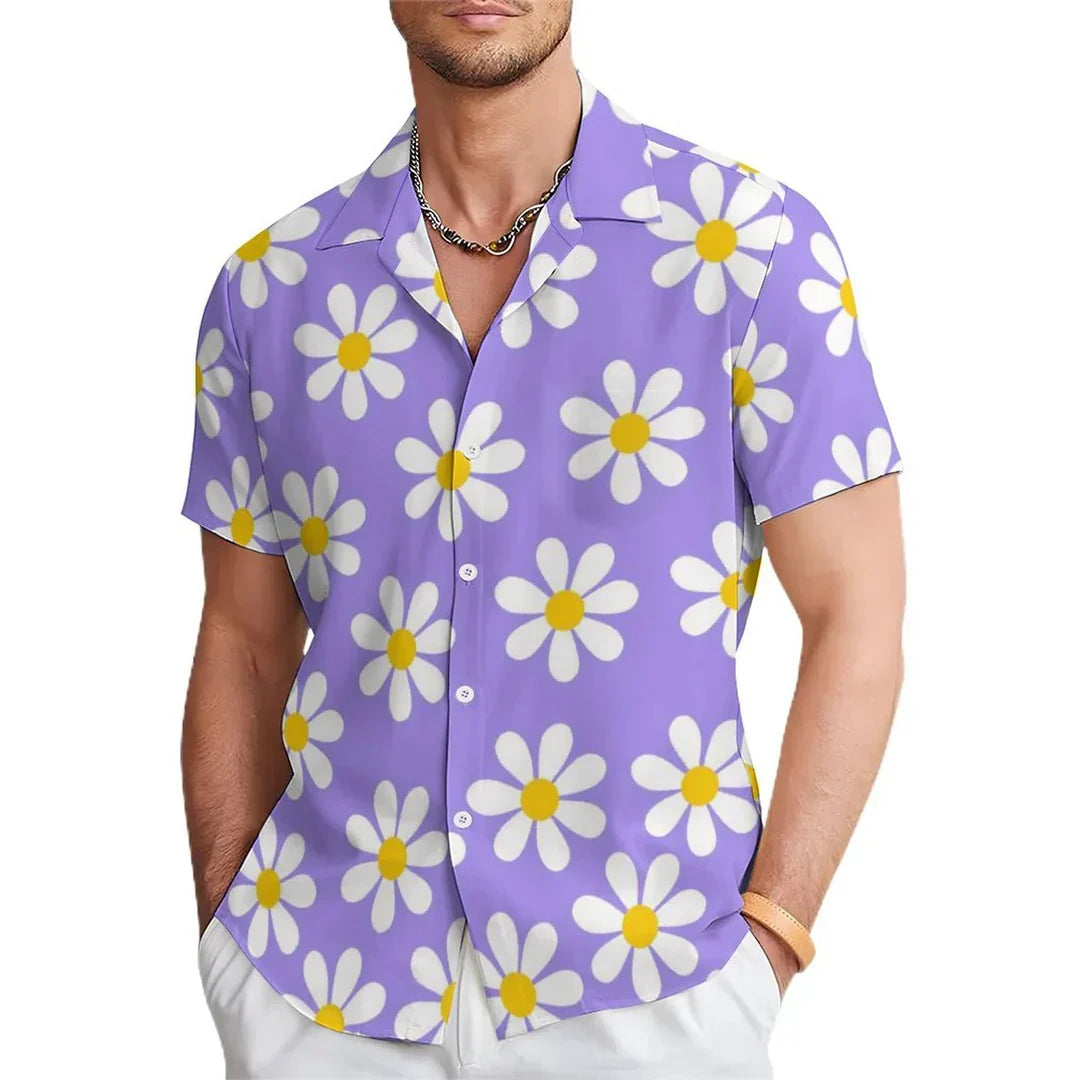 Herren Langarm Freizeithemd mit modernem floralen Blumenmuster. Stilvoll, komfortabel und vielseitig für Männer.