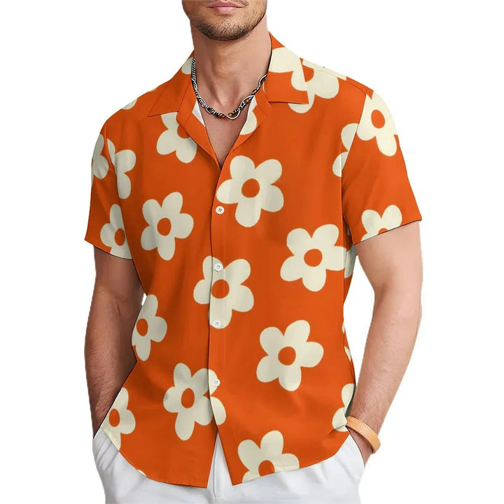 Komfortables Herren Freizeithemd in Langarm, mit stilvollem floralen Print. Ideal für lässige Eleganz und Alltag.