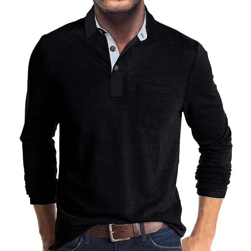 Herren Langarm-Polo Matteo, atmungsaktiv & vielseitig, ideal für Freizeit und Büro. Perfekt für Herbst/Frühling.