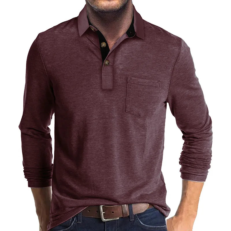 Herren Langarm-Polo mit stilvollem Kragen, atmungsaktiv und vielseitig, ein Must-have für Frühling und Herbst.