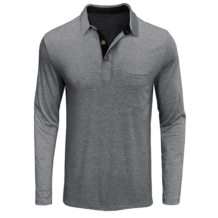 Atmungsaktives Herren Langarm-Polo Matteo, bietet hohen Komfort, perfekt für Frühling, Herbst und Freizeit.