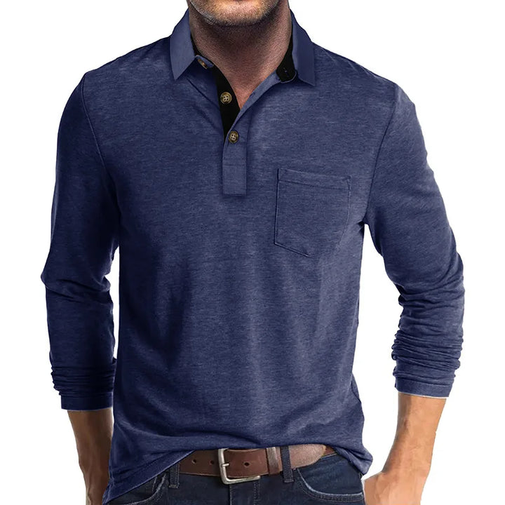 Bürotaugliches Herren Langarm-Polo, atmungsaktiv und elegant, perfekt für einen smarten Casual- oder Business-Look.