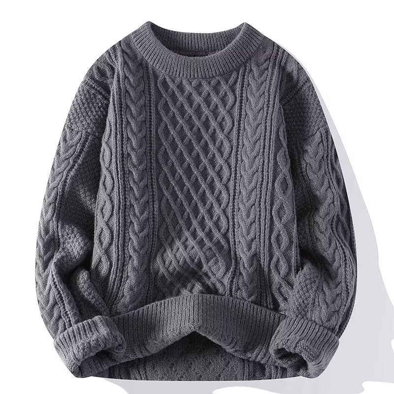 Warmer Herren Winterpullover mit Zopfmuster, langärmelig, für ultimativen Komfort und Lagenlook.