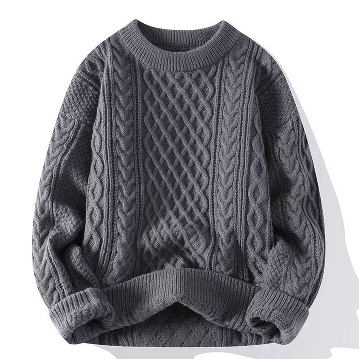 Warmer Herren Winterpullover mit Zopfmuster, langärmelig, für ultimativen Komfort und Lagenlook.