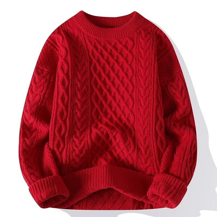 Eleganter Herren Zopfmuster-Pullover Langarm aus weichem Strick, perfekt für Herbst und Winter.