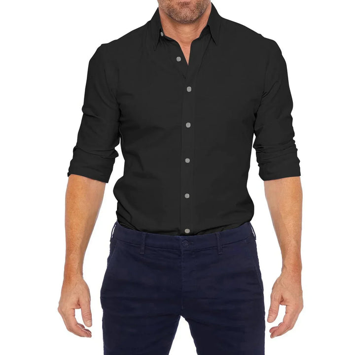 Vielseitiges Langarmhemd für Herren, knitterfrei, mit Reißverschluss. Business-Chic oder Freizeit.