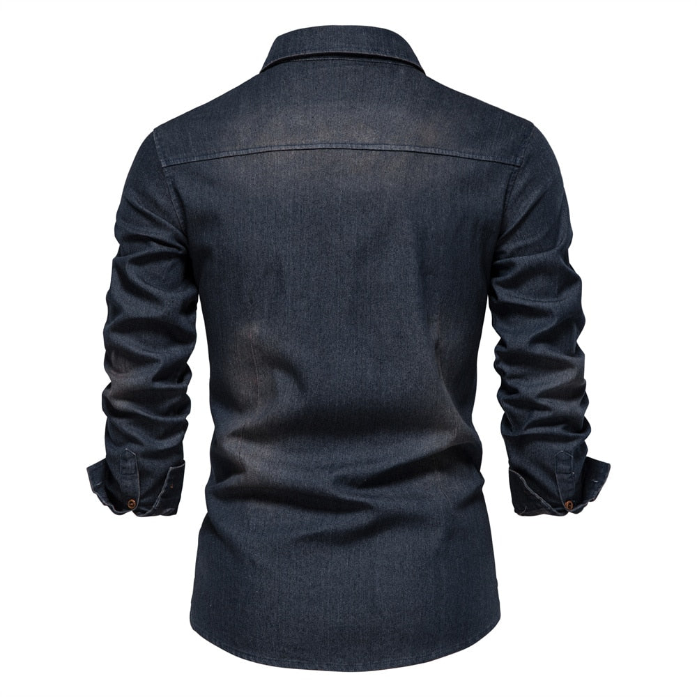 Hochwertiges Herren Oberteil: Langarmhemd im Casual Stil. Ein Must-have für Ihre modische Frühlings- und Herbstgarderobe.