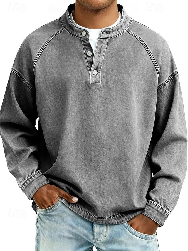 Herren Langarmshirt Henley. Bequemes & stilvolles Oberteil für Alltag & Freizeit. Klassische Herrenmode.