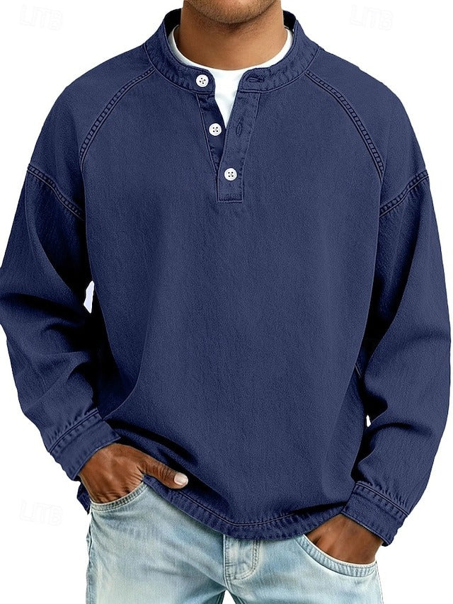 Lässiges Herren Langarmshirt Henley. Bequemes & stylisches Basic für moderne Casual- & Alltagslooks.