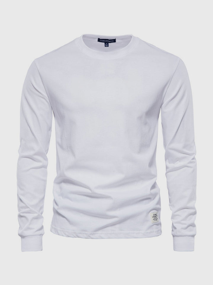 Schlichtes Herren Langarmshirt mit Rundhalsausschnitt, Marineblau. Ideales Basic für den täglichen Gebrauch, pflegeleicht.