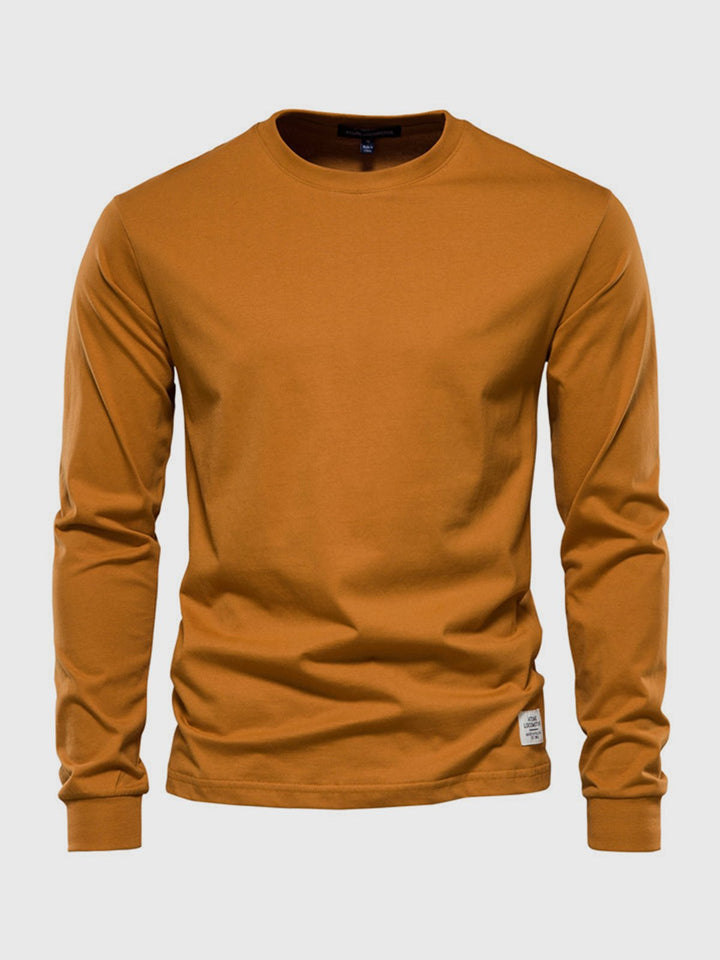 Vielseitiges Herren Langarmshirt mit Rundhals, Hellgrau. Perfekt zum Kombinieren unter Jacken oder solo, zeitlos & bequem.