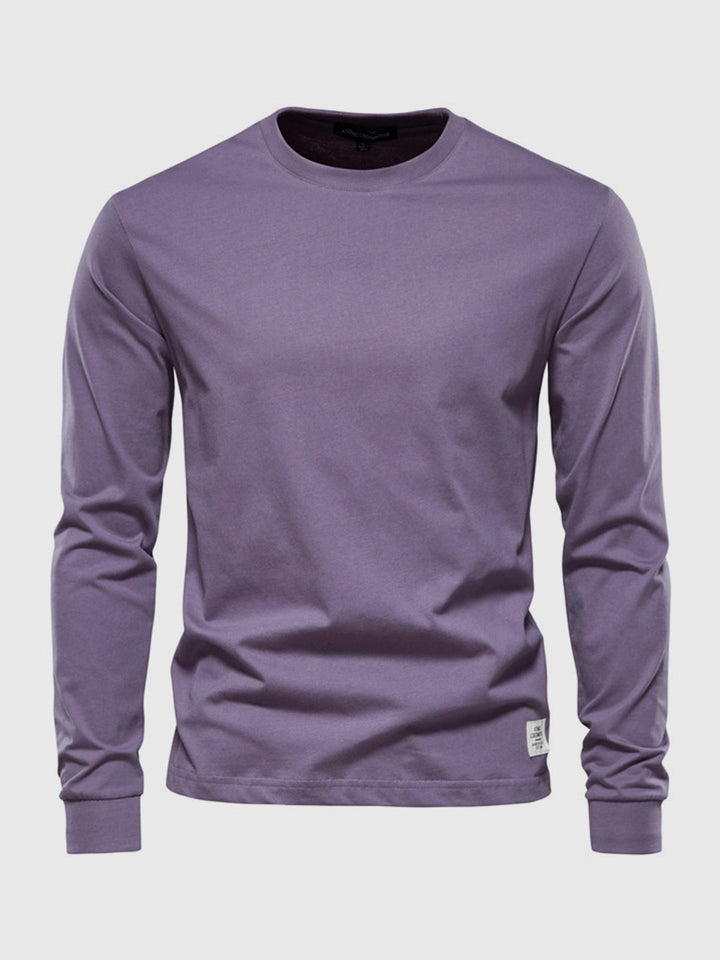 Elegantes Herren Langarmshirt, Rundhals, Grau. Vielseitiges Oberteil für Casual & Business-Looks, zeitlos & schick.