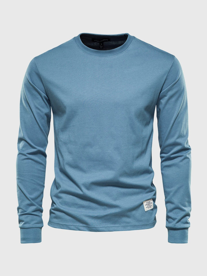 Lässiges Herren Langarmshirt mit Rundhalsausschnitt, Beige. Ideales Oberteil für den Alltag, Sport oder entspannte Abende.