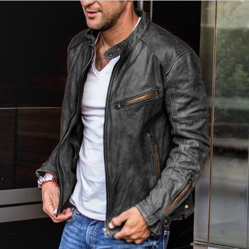 Stilvolle Herren-Lederjacke für Freizeit & Outdoor. Wetterfeste Übergangsjacke, modern und bequem.