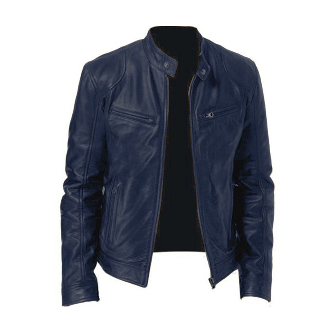 Herren Lederjacke, winddichte Herbstjacke für stilvolle Casual-Looks. Modische und robuste Übergangsjacke.