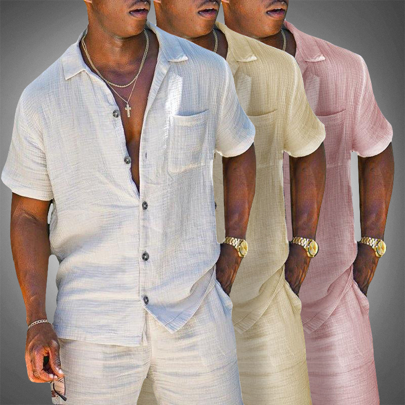 Herren Leinen Set, eleganter Zweiteiler aus Oberteil & Hose, ideal für Sommer & Freizeit, atmungsaktiv & stilvoll.