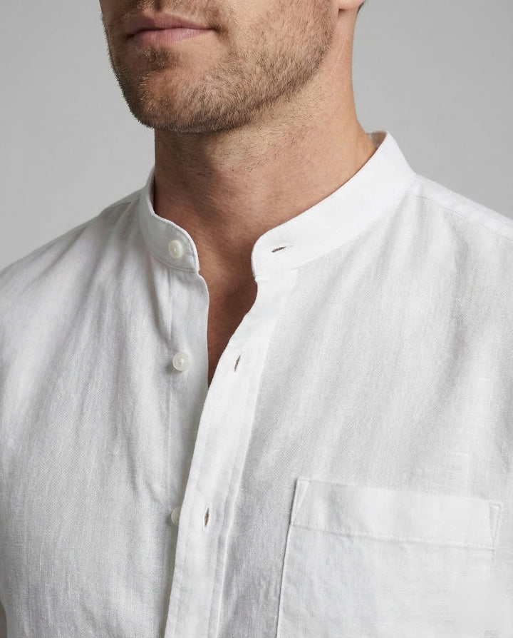Vielseitiges Herren Leinen Langarmhemd, atmungsaktiv & bequem, elegant für Business Casual & Sommerhemd.