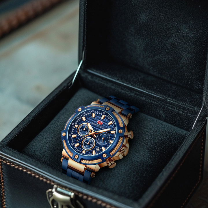 Elegante Präsentation der klassischen Herrenuhr, ideal für Business & formelle Anlässe.