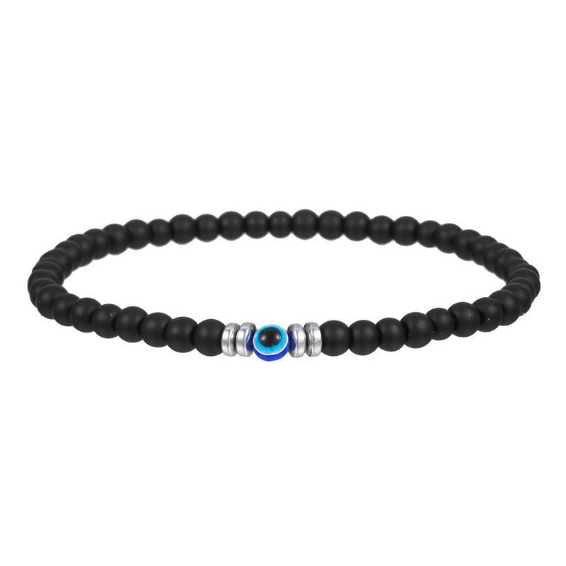 Maskulines Armband aus Onyx & Obsidian mit Böse-Auge als energetischer Schutzschmuck.