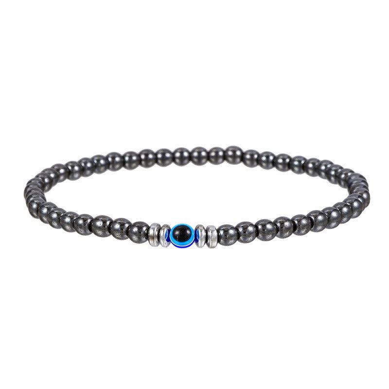Energetisches Natursteinarmband für Herren: Obsidian & Tigerauge, mit einer Böse-Auge Perle.